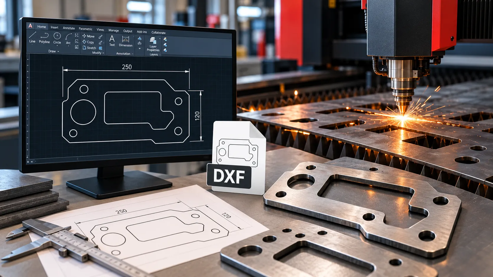 ارسال فایل DXF برای برش لیزر